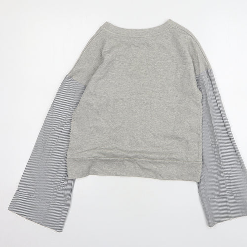 NEXT Womens Grey Striped Cotton Pullover Sweatshirt Size XS