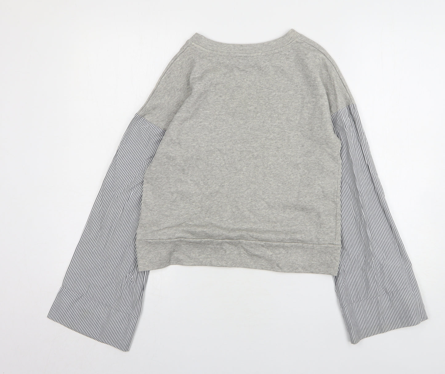 NEXT Womens Grey Striped Cotton Pullover Sweatshirt Size XS