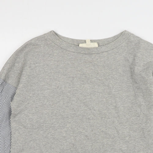 NEXT Womens Grey Striped Cotton Pullover Sweatshirt Size XS