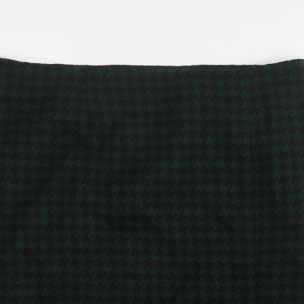 Laura Ashley Womens Green Houndstooth Wool Straight & Pencil Skirt Size 16