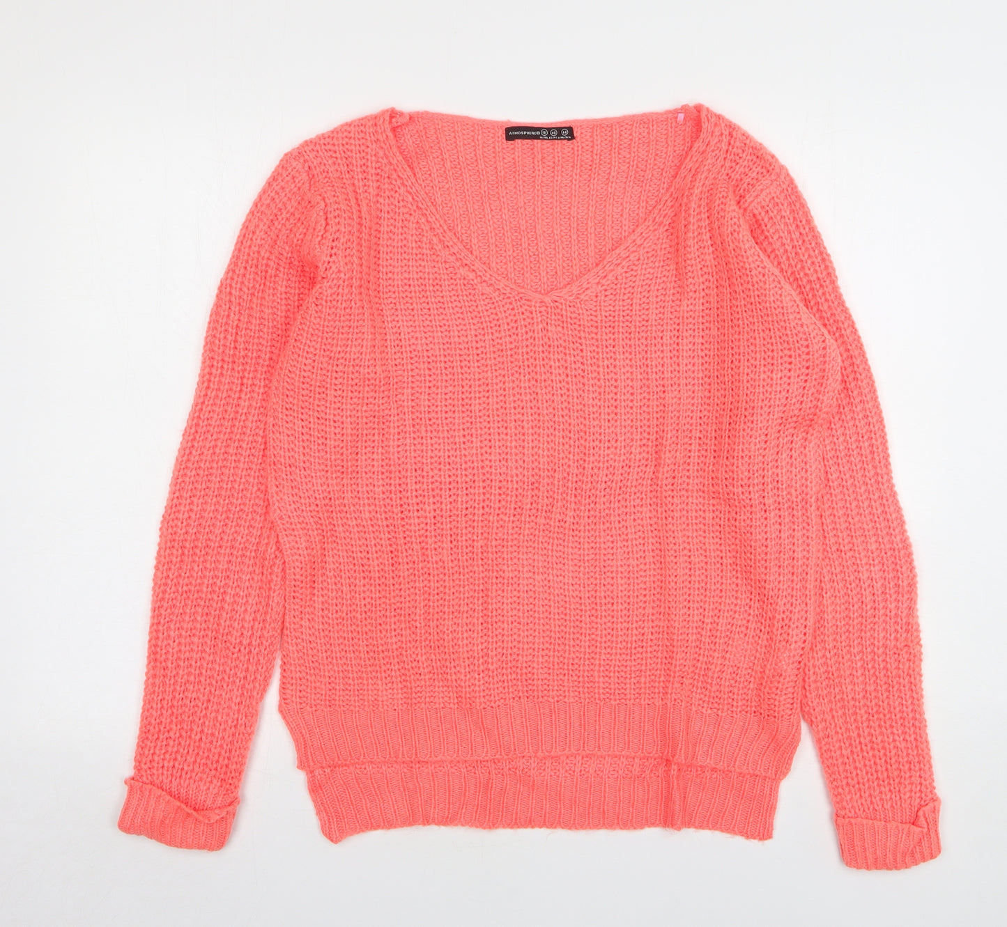 Atmosphere Womens Pink V-Neck Acrylic Pullover Jumper Size 18