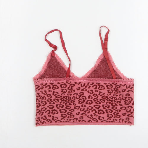 Shein Womens Pink Animal Print Polyester Cropped Tank Size 8 V-Neck