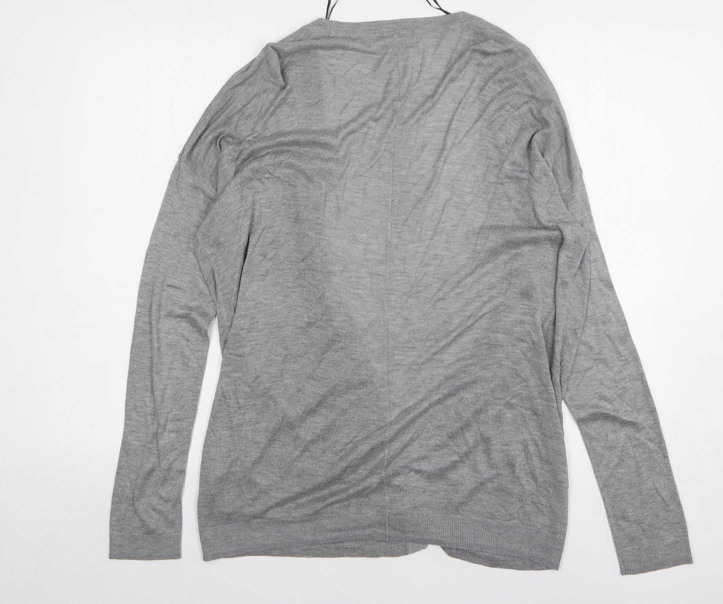 H&M Womens Grey V-Neck Acrylic Cardigan Jumper Size M