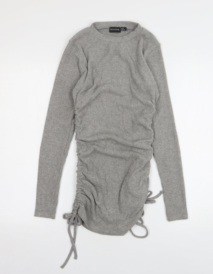 Boohoo Womens Grey Round Neck Viscose Pullover Jumper Size 8