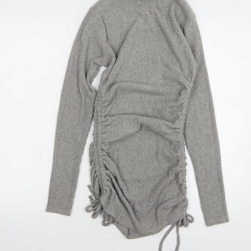Boohoo Womens Grey Round Neck Viscose Pullover Jumper Size 8