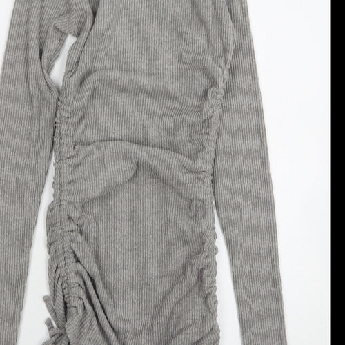 Boohoo Womens Grey Round Neck Viscose Pullover Jumper Size 8