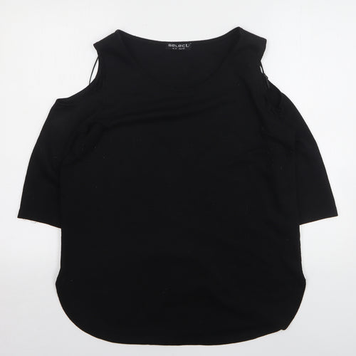 Select Womens Black Round Neck Polyester Pullover Jumper Size 14