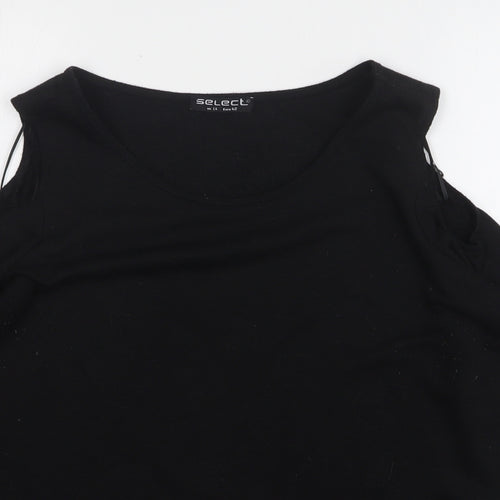 Select Womens Black Round Neck Polyester Pullover Jumper Size 14