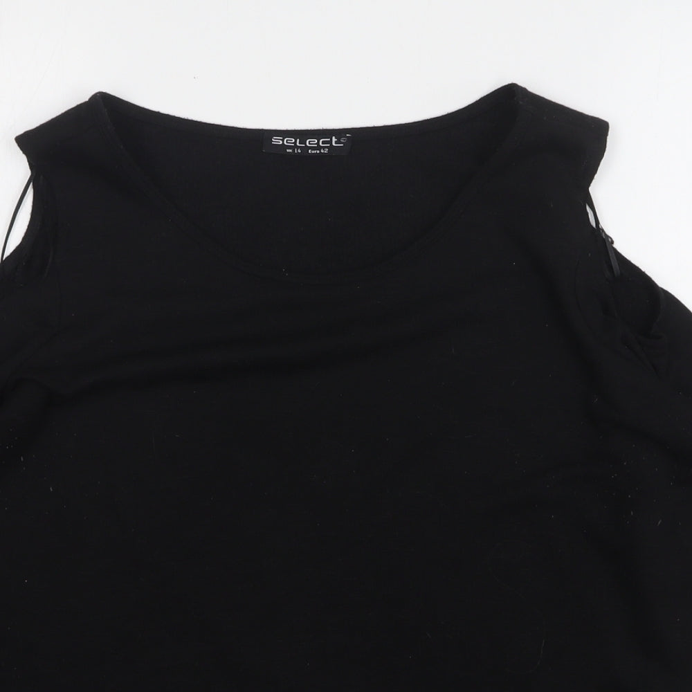 Select Womens Black Round Neck Polyester Pullover Jumper Size 14