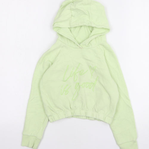 Pep&Co Girls Green Cotton Pullover Hoodie Size 7-8 Years