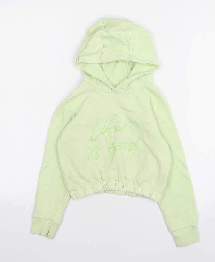 Pep&Co Girls Green Cotton Pullover Hoodie Size 7-8 Years