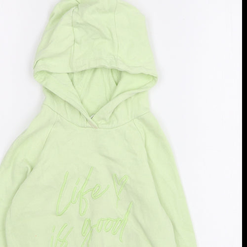 Pep&Co Girls Green Cotton Pullover Hoodie Size 7-8 Years