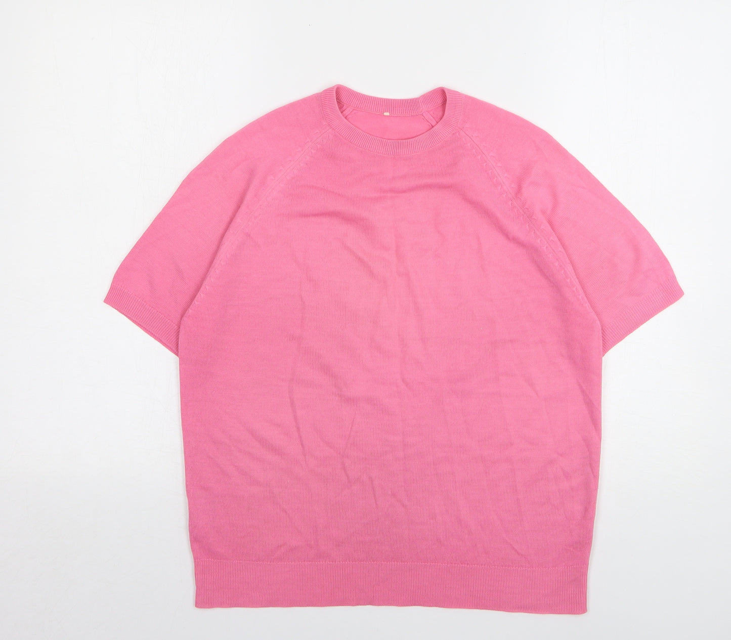 St Michael Womens Pink Round Neck Cotton Pullover Jumper Size 12