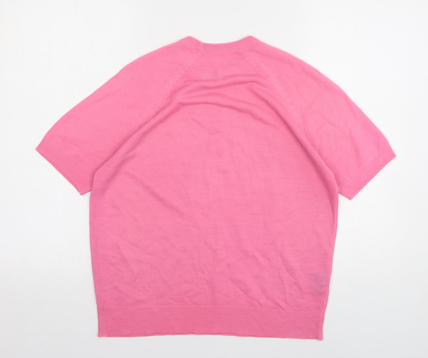 St Michael Womens Pink Round Neck Cotton Pullover Jumper Size 12