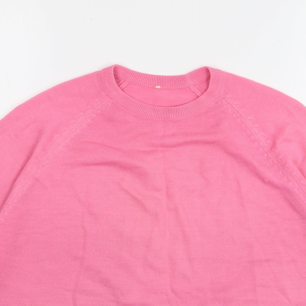 St Michael Womens Pink Round Neck Cotton Pullover Jumper Size 12