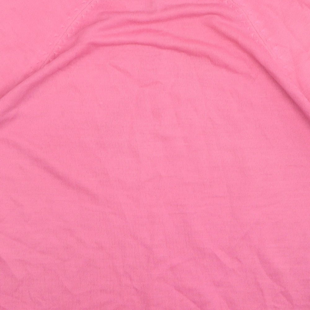 St Michael Womens Pink Round Neck Cotton Pullover Jumper Size 12