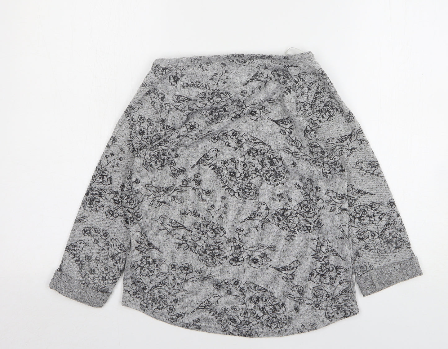 New Look Womens Grey Round Neck Floral Polyester Pullover Jumper Size 8