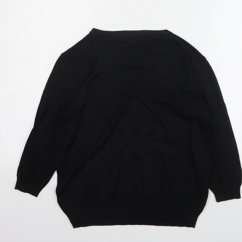Marks and Spencer Womens Black V-Neck Viscose Pullover Jumper Size 14