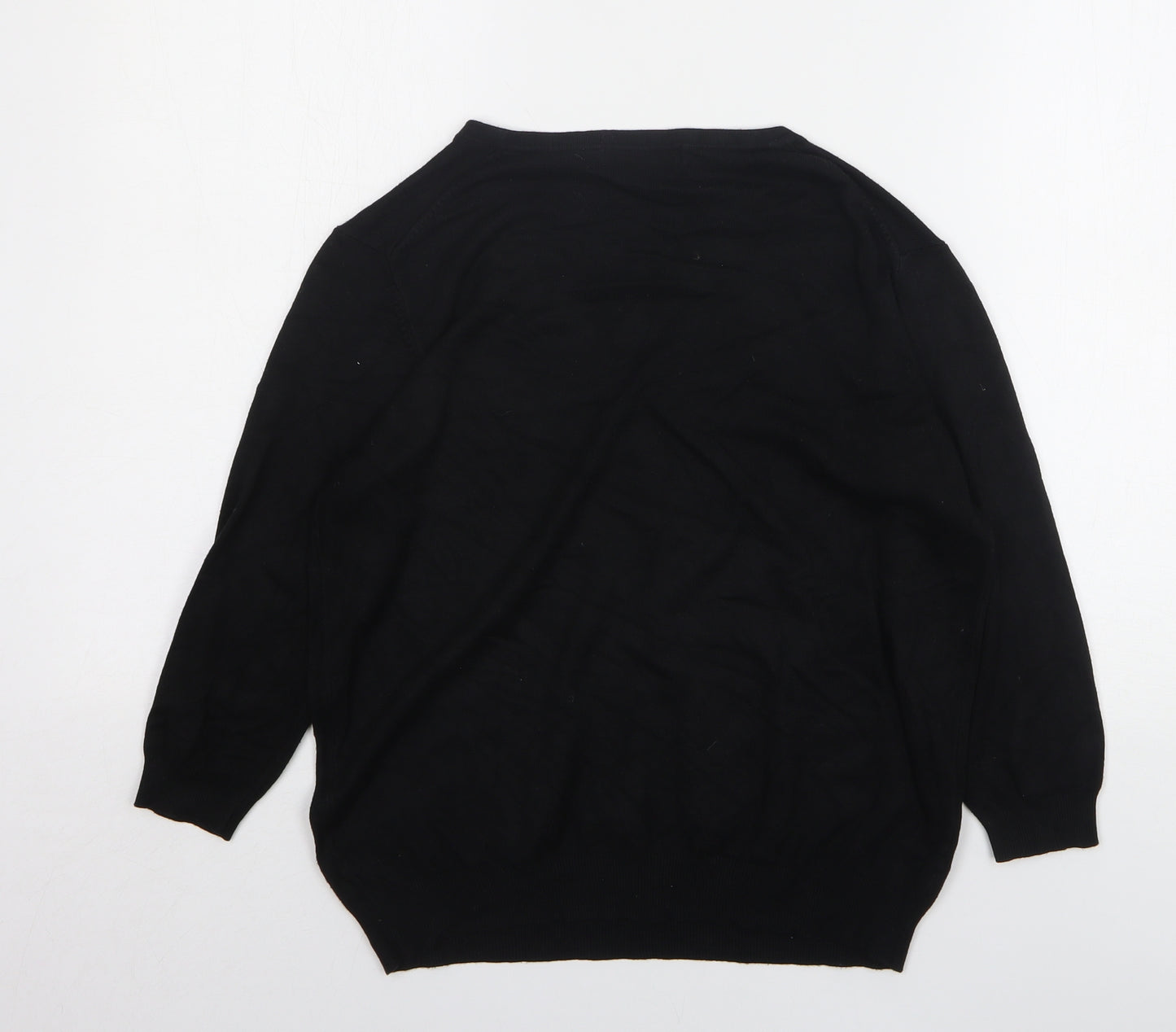 Marks and Spencer Womens Black V-Neck Viscose Pullover Jumper Size 14