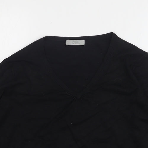 Marks and Spencer Womens Black V-Neck Viscose Pullover Jumper Size 14
