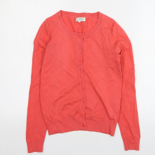 New Look Womens Pink Round Neck Cotton Cardigan Jumper Size 10
