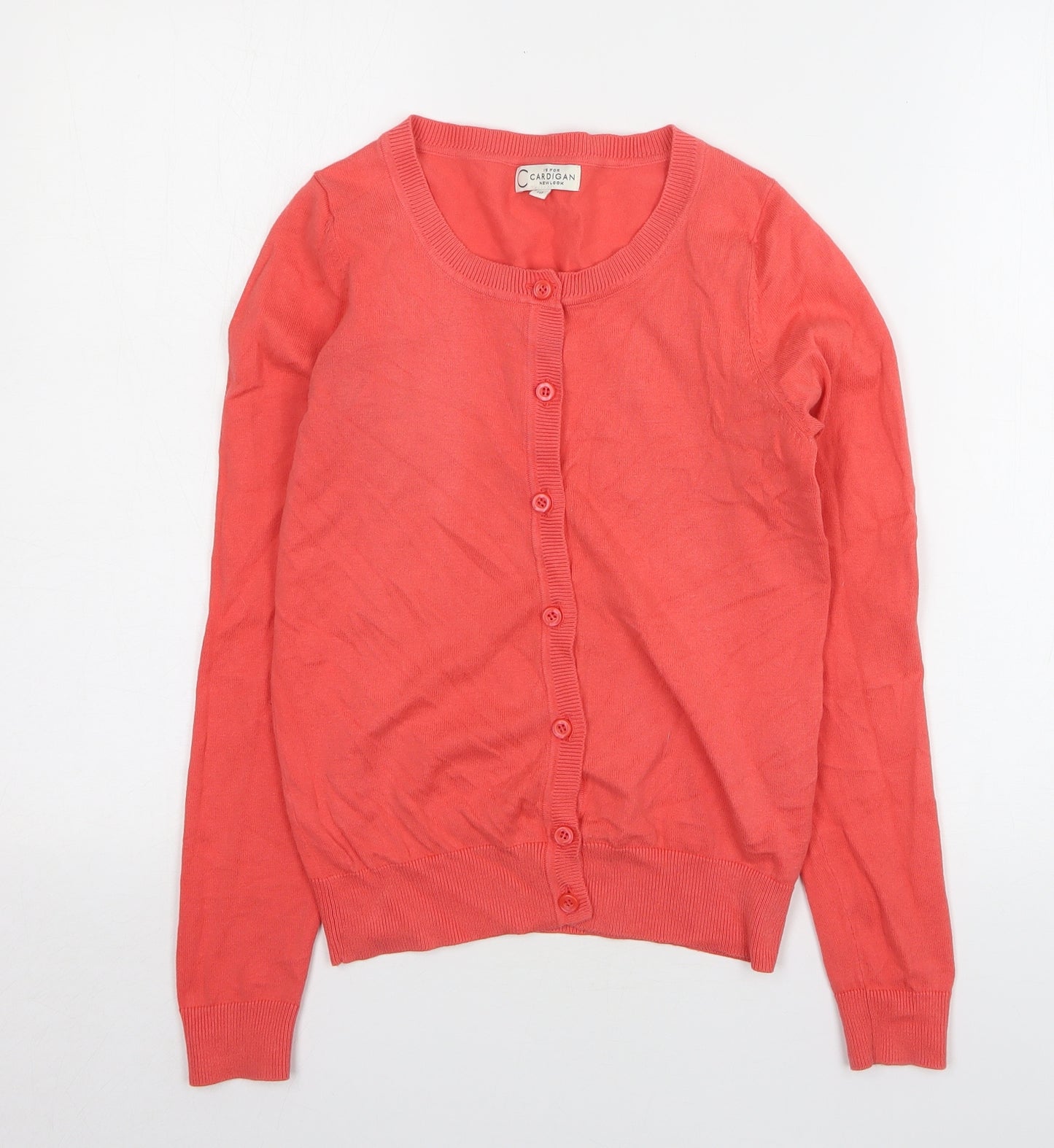 New Look Womens Pink Round Neck Cotton Cardigan Jumper Size 10