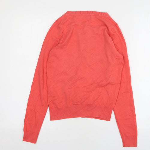 New Look Womens Pink Round Neck Cotton Cardigan Jumper Size 10