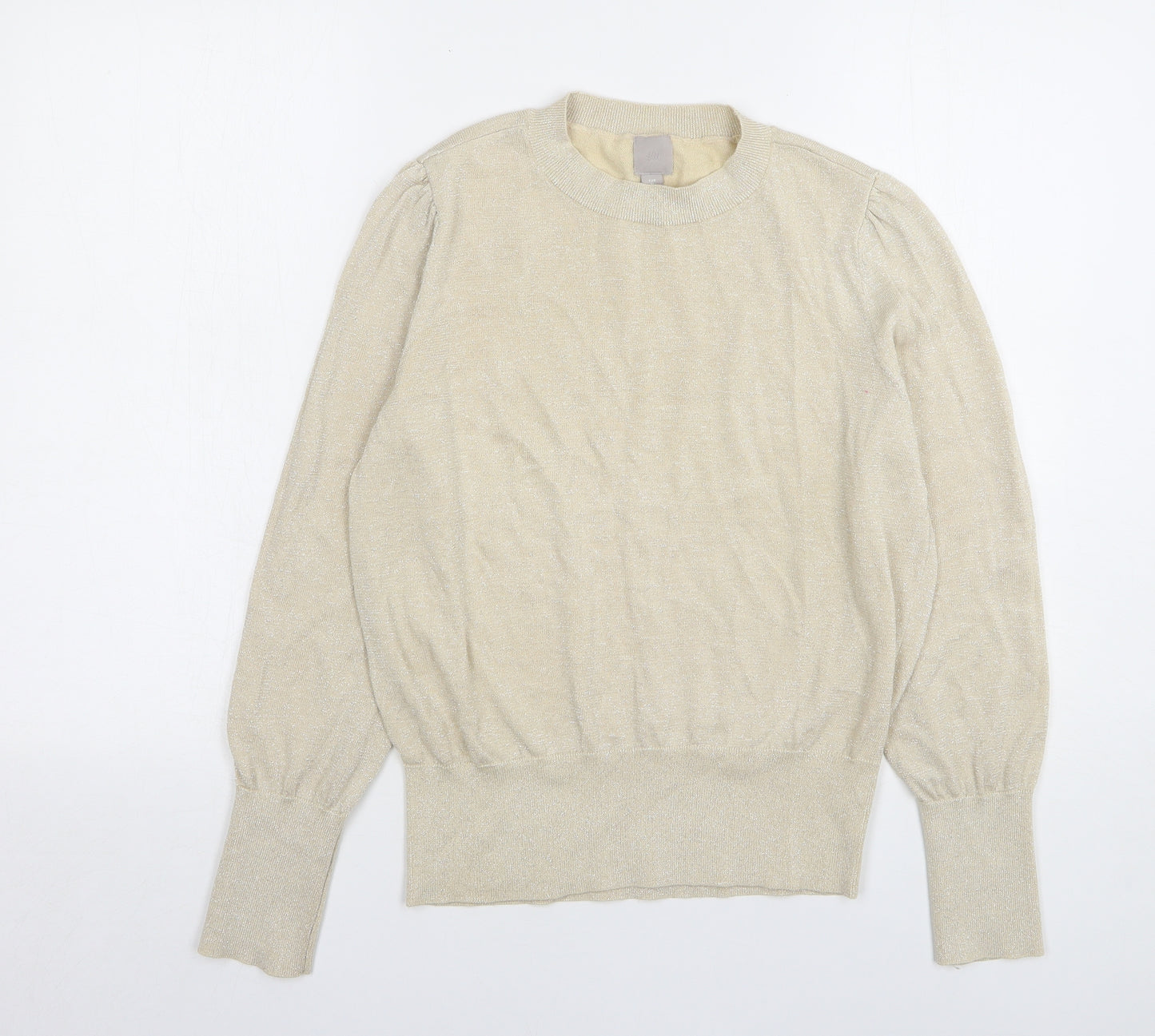 H&M Womens Beige Round Neck Acrylic Pullover Jumper Size M