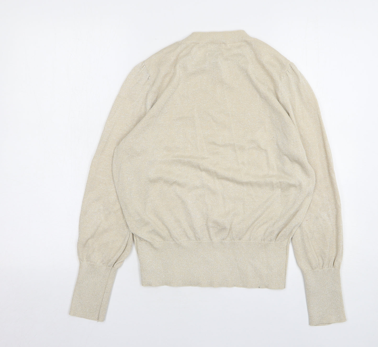 H&M Womens Beige Round Neck Acrylic Pullover Jumper Size M