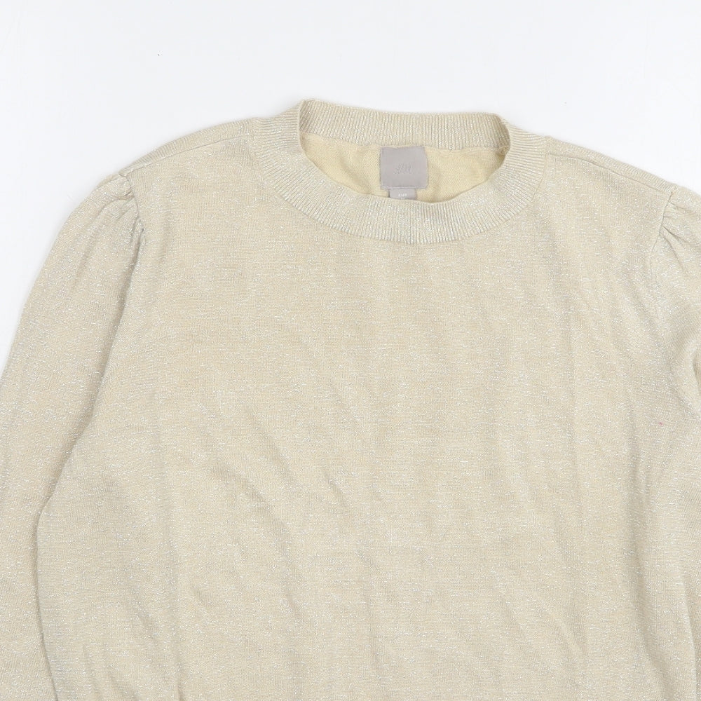 H&M Womens Beige Round Neck Acrylic Pullover Jumper Size M