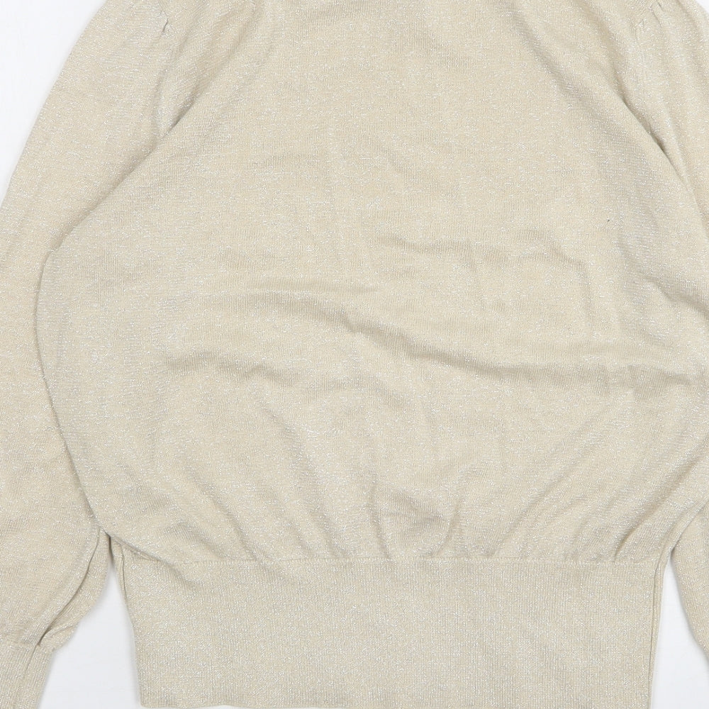 H&M Womens Beige Round Neck Acrylic Pullover Jumper Size M