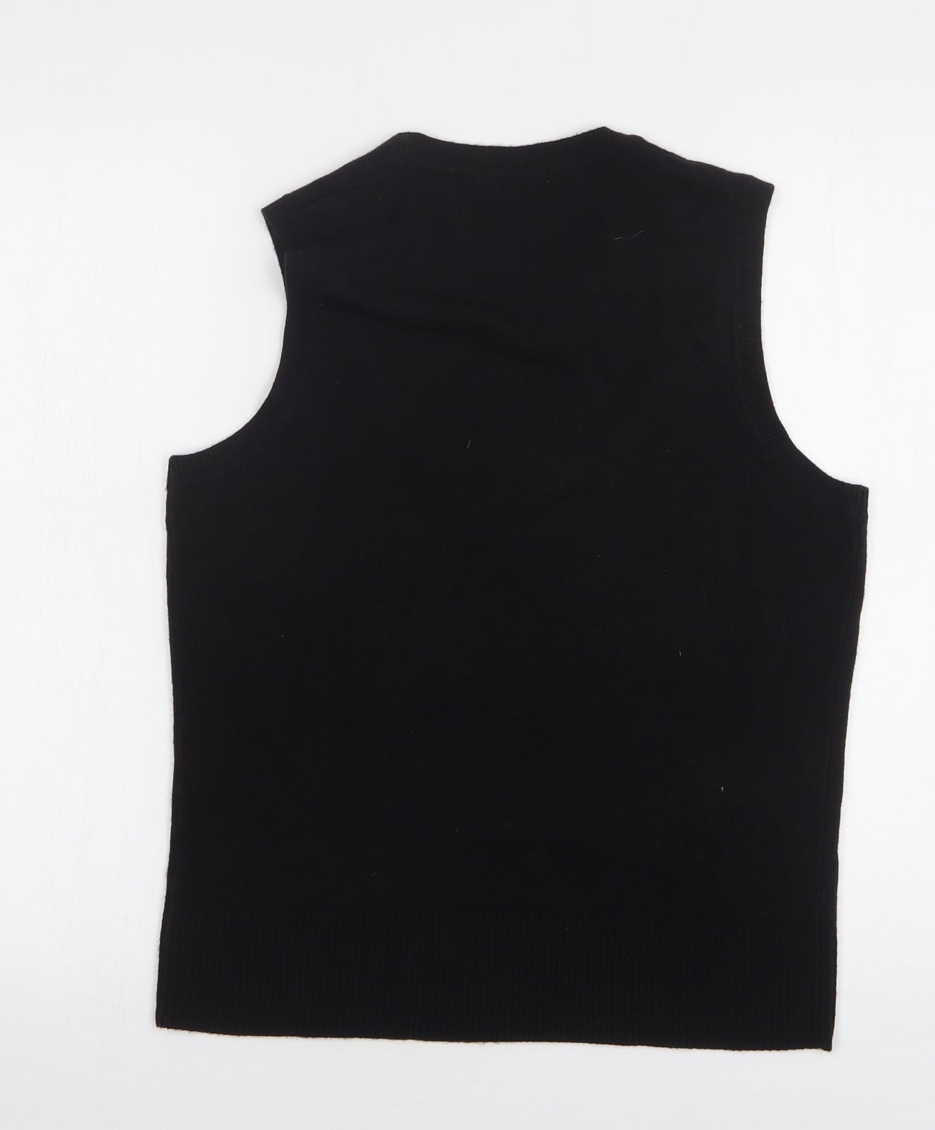TU Womens Black Round Neck Acrylic Vest Jumper Size 14