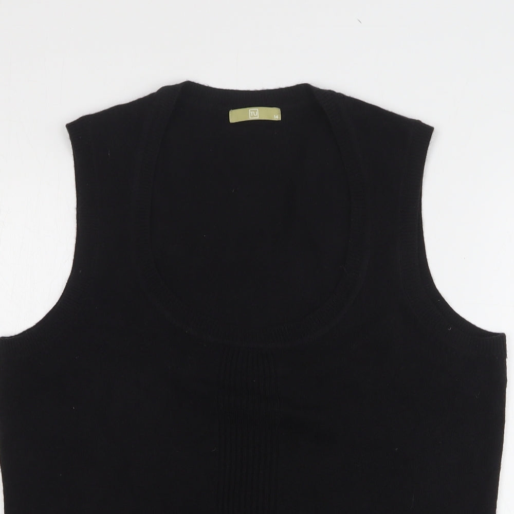TU Womens Black Round Neck Acrylic Vest Jumper Size 14