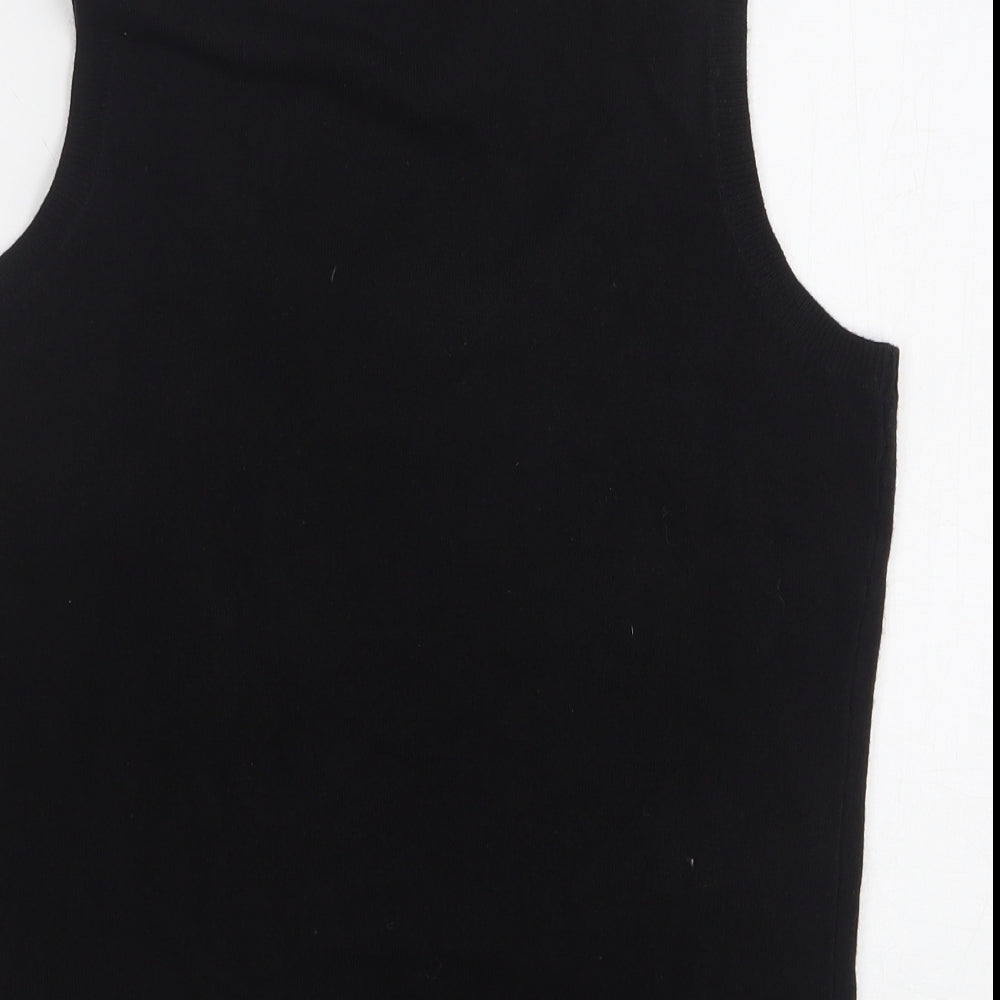 TU Womens Black Round Neck Acrylic Vest Jumper Size 14