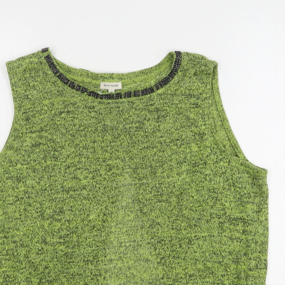 River Island Womens Green Polyester Basic Tank Size 12 Round Neck