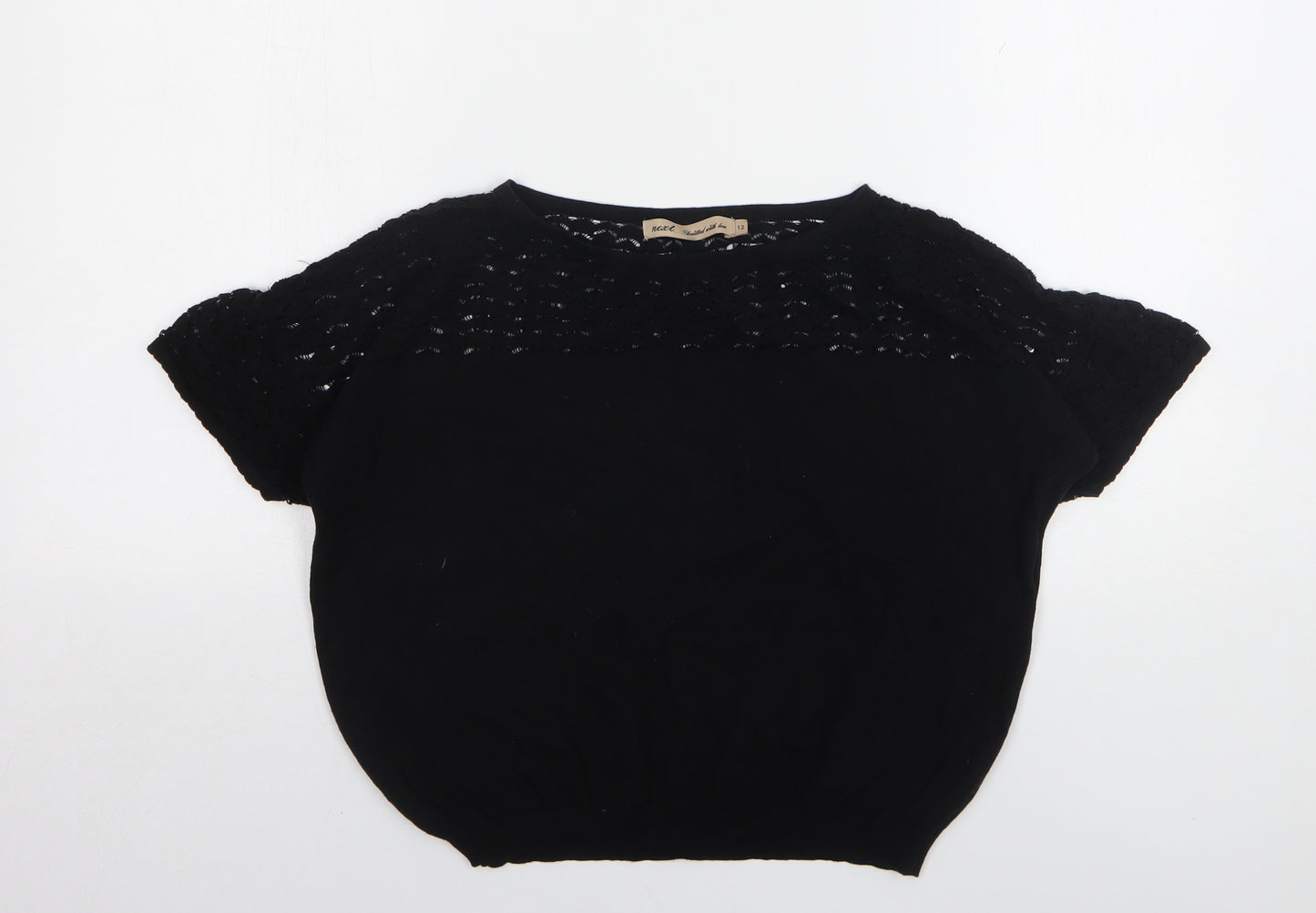 NEXT Womens Black Round Neck Polyester Pullover Jumper Size 12
