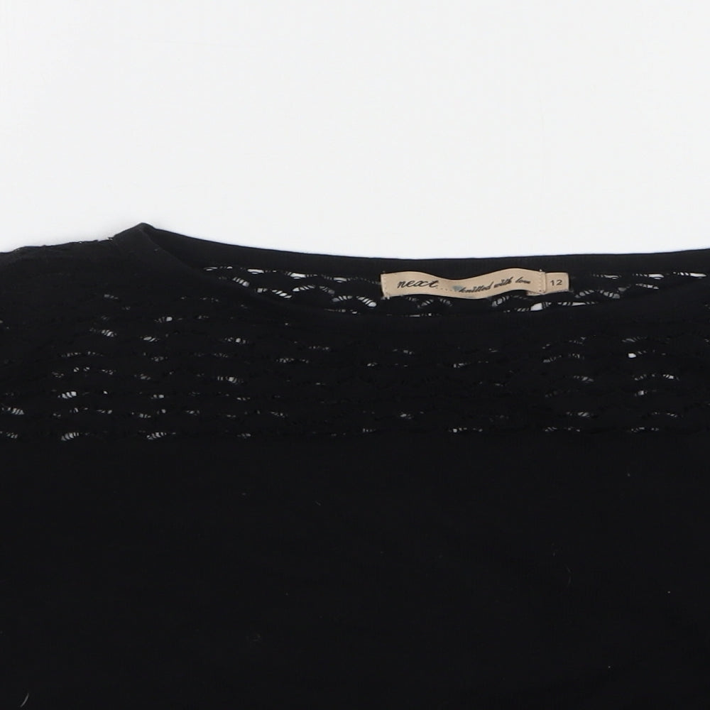 NEXT Womens Black Round Neck Polyester Pullover Jumper Size 12