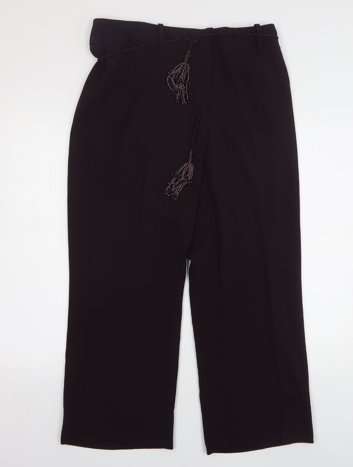 BHS Womens Purple Polyester Trousers Size 14 L28 in Regular