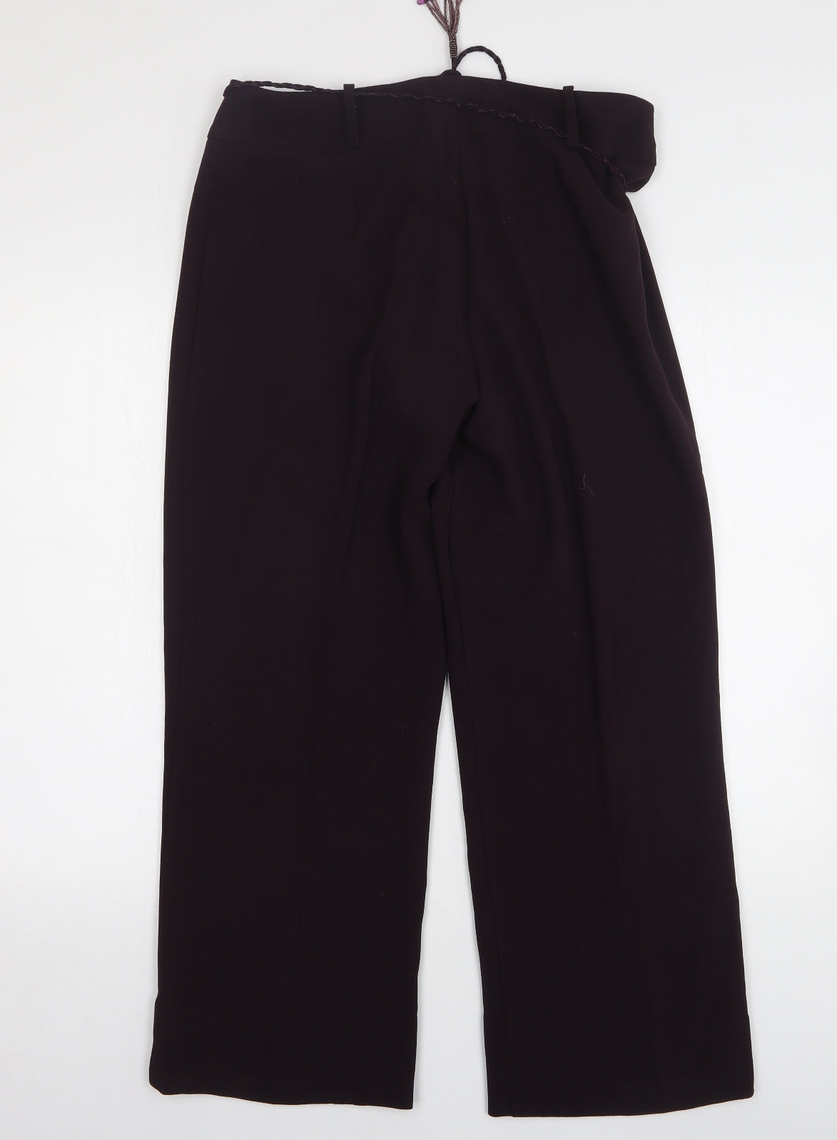 BHS Womens Purple Polyester Trousers Size 14 L28 in Regular
