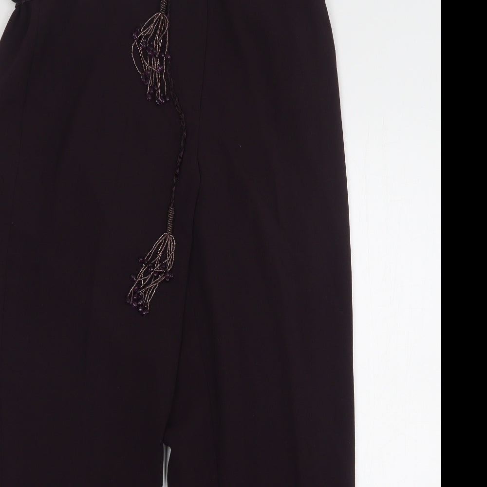 BHS Womens Purple Polyester Trousers Size 14 L28 in Regular