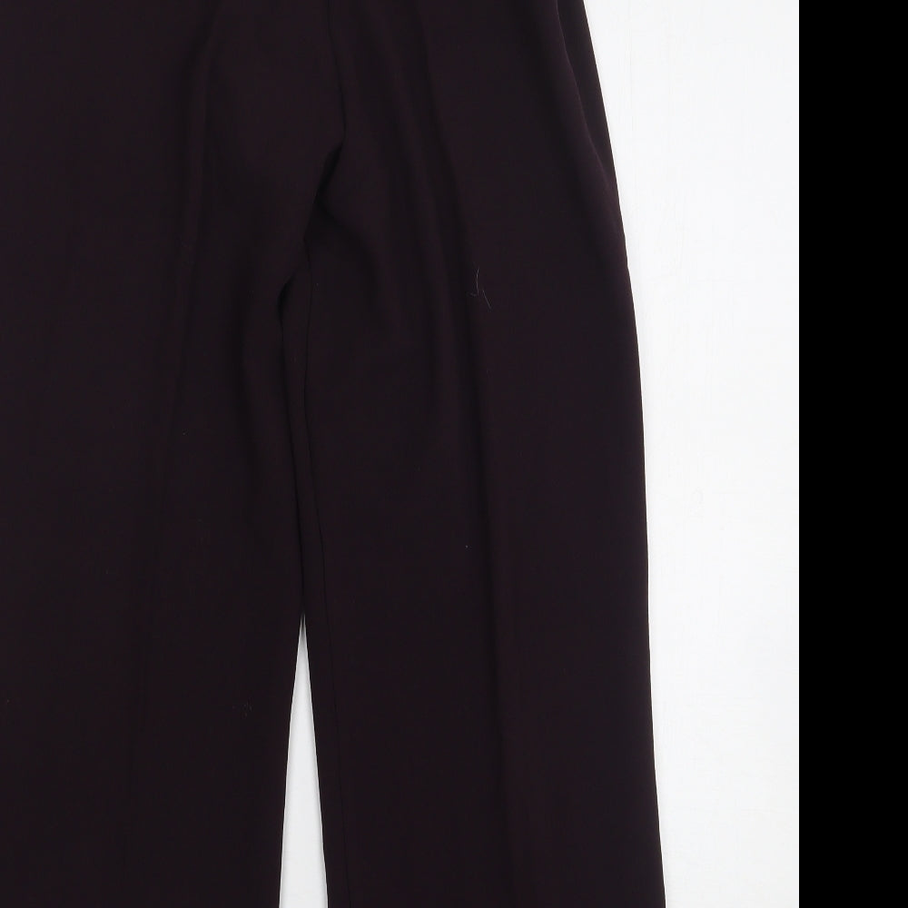 BHS Womens Purple Polyester Trousers Size 14 L28 in Regular