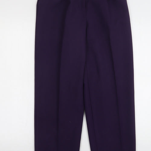 St Michael Womens Purple Polyester Trousers Size 12 L28 in Regular