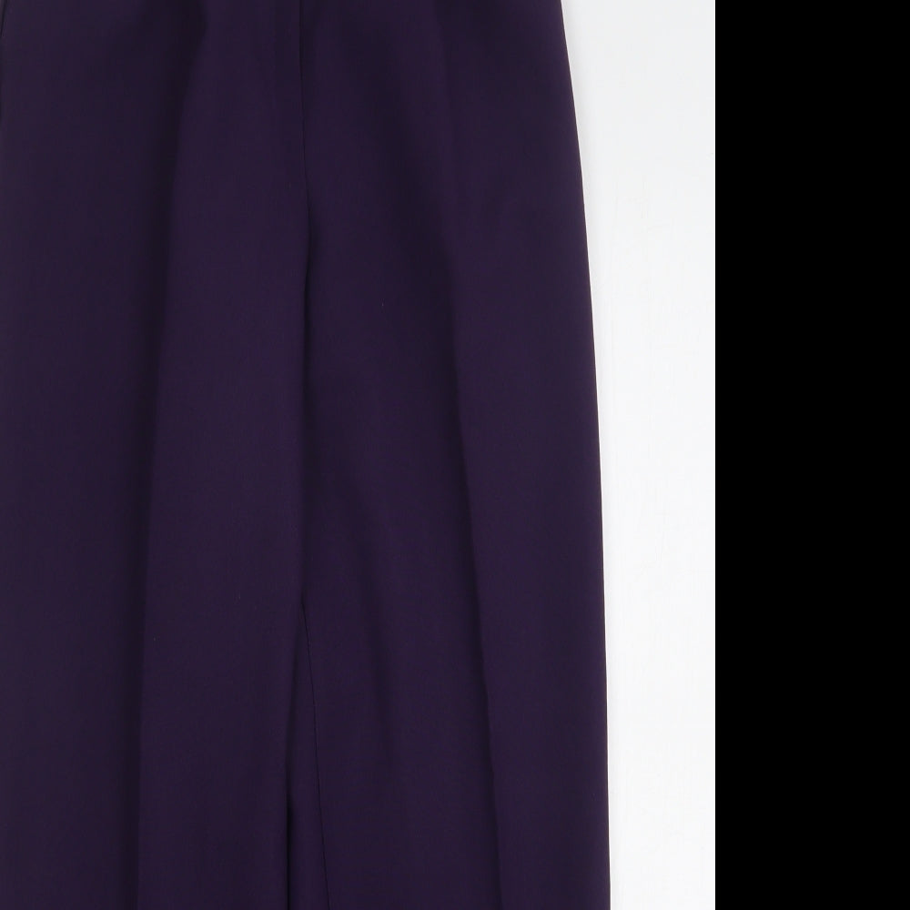 St Michael Womens Purple Polyester Trousers Size 12 L28 in Regular