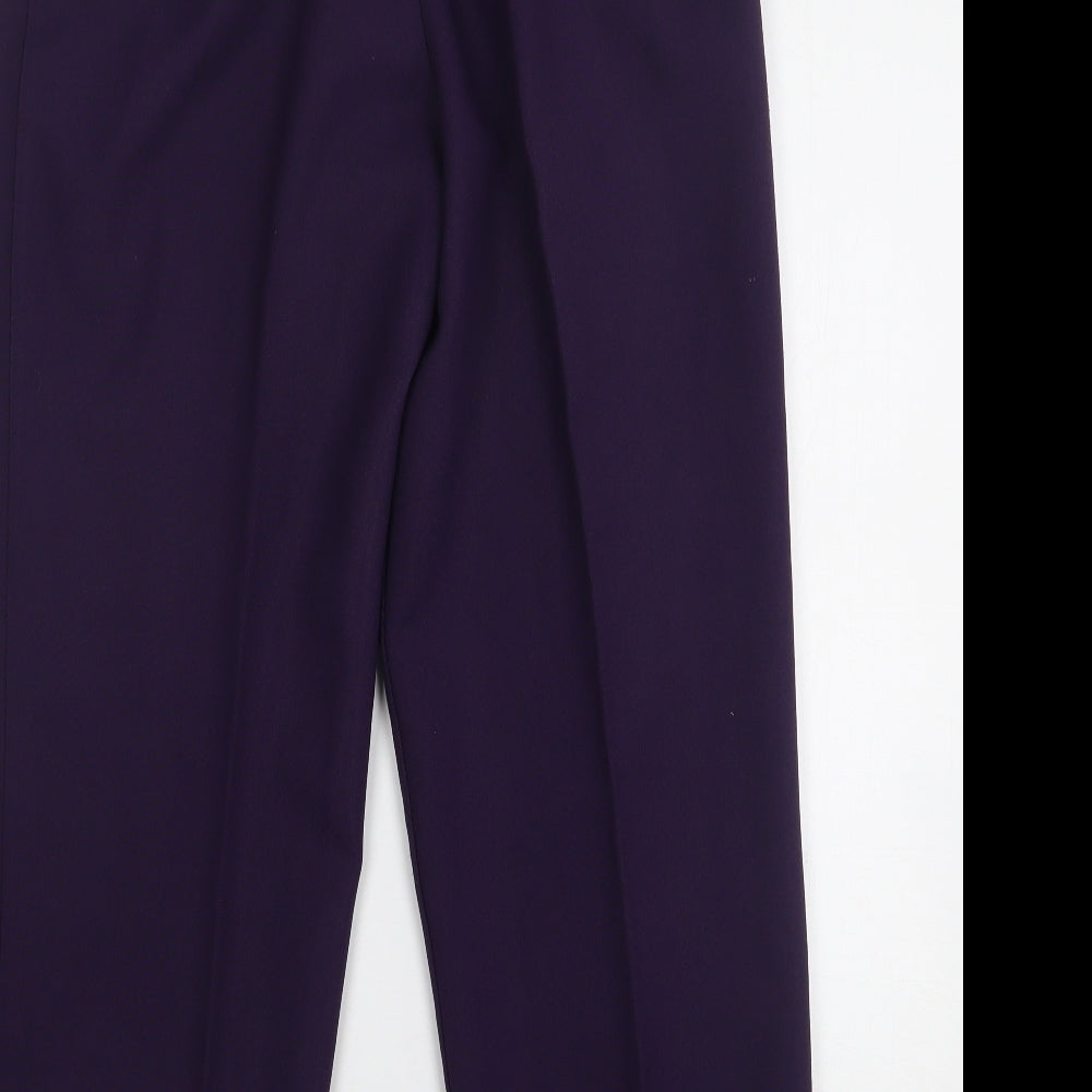 St Michael Womens Purple Polyester Trousers Size 12 L28 in Regular