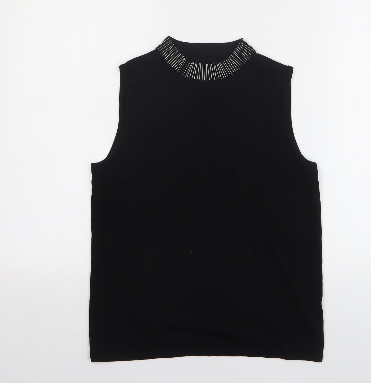 Dorothy Perkins Womens Black Polyester Basic T-Shirt Size 12 Round Neck
