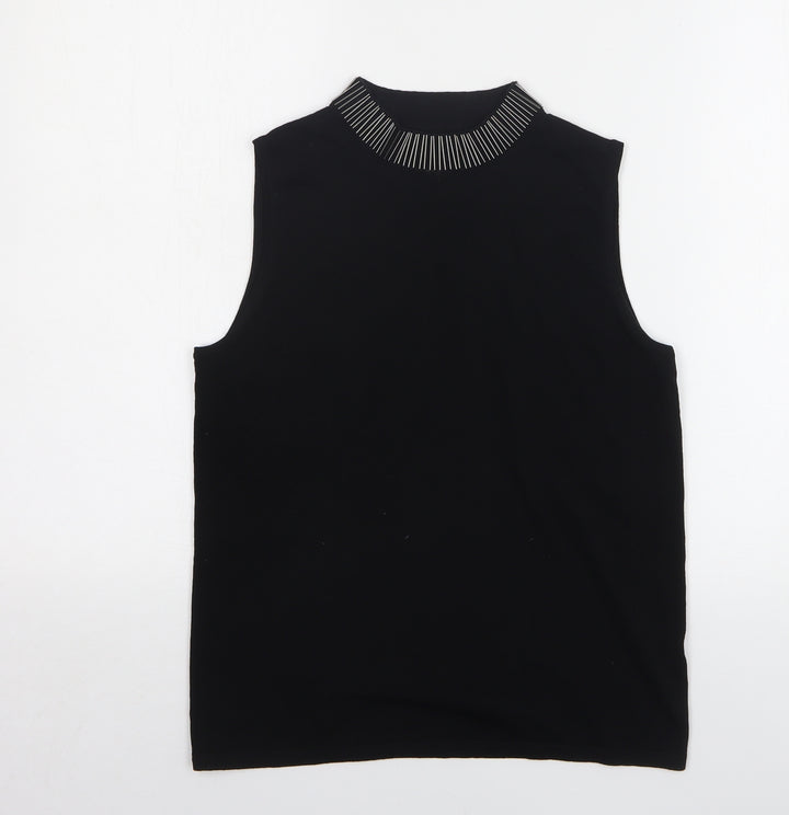 Dorothy Perkins Womens Black Polyester Basic T-Shirt Size 12 Round Neck