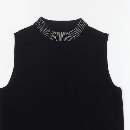 Dorothy Perkins Womens Black Polyester Basic T-Shirt Size 12 Round Neck