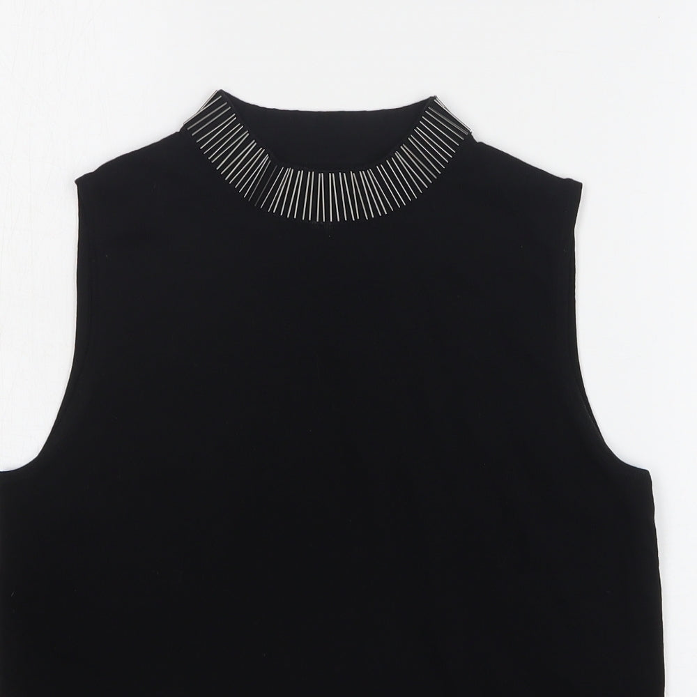 Dorothy Perkins Womens Black Polyester Basic T-Shirt Size 12 Round Neck