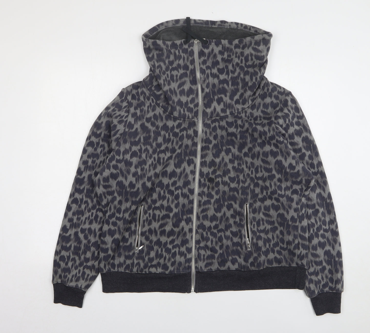 Marks and Spencer Womens Grey Animal Print Cotton Full Zip Sweatshirt Size 22
