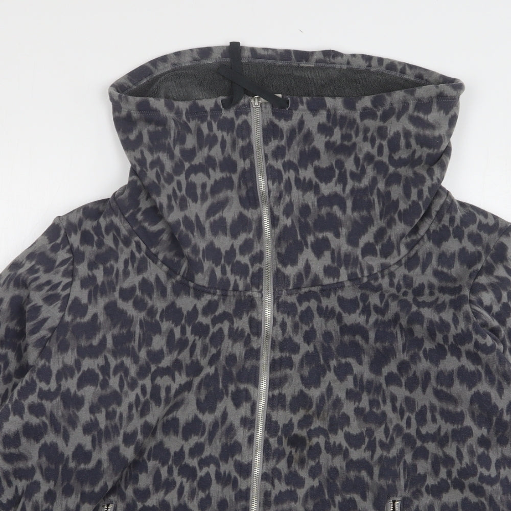 Marks and Spencer Womens Grey Animal Print Cotton Full Zip Sweatshirt Size 22